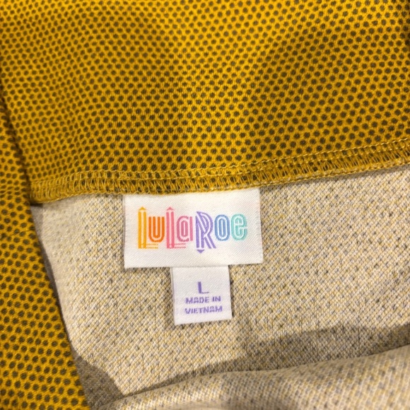 LulaRoe mustard yellow polka dot cassie skirt NWT size large - Picture 4 of 11